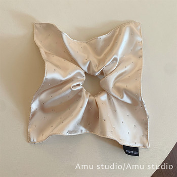 
High-end beige star-full satin scarf large intestine hair circle temperament square tie hair low ponytail hair rope head rope