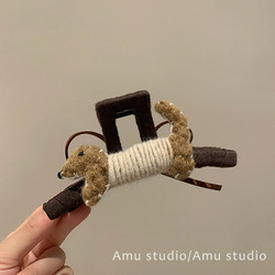 Cute Cartoon Puppy Bow Double-Sided Hair Clip, Feminine Style, Back of the Head Updo Shark Clip, Large Hair Clip, Hair Accessory