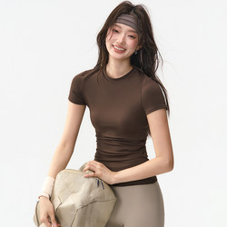 New Fitness Short-Sleeved Women's Summer Thin High-Elastic Quick-Drying Pilates Training Suit Set Yoga T-Shirt Sports Top