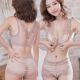 Large size beautiful front buckle bra without steel rings gathering thick adjustment sexy lace underwear women's thin suit