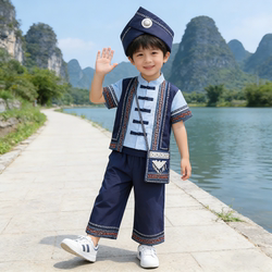 Boys' Ethnic Clothing for Children's Day, Pure Cotton, Guangxi Style, March 3Rd Outfit for Boys, Kindergarten Performance Outfit, Zhuang Costume
