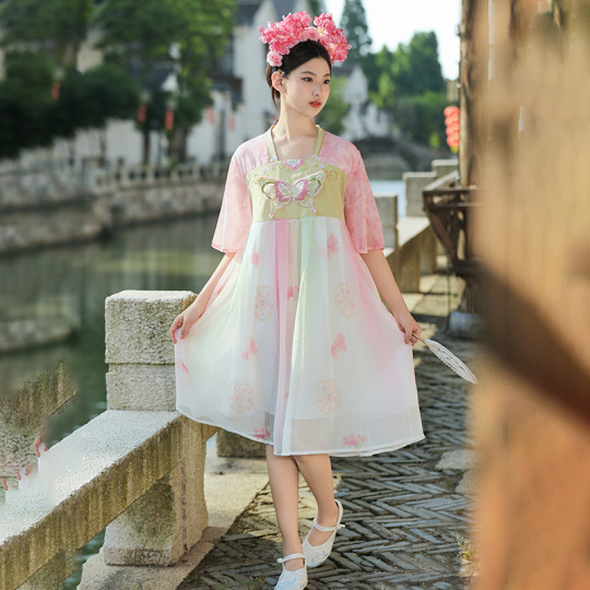 Chinese Style Hanfu Dress for Girls Plus Size Summer Fairy Skirt Chinese Style Hanfu Dress for Girls Plus Size Summer Fairy Skirt