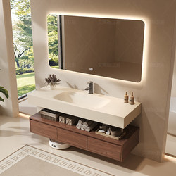 New Mid-Century Style Rock Slab Integrated Basin Bathroom Cabinet Toilet Washbasin Sink Vanity Unit Combination