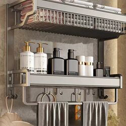 Towel Rack Bathroom Storage Rack Integrated No-Drill Wall-Mounted Bathroom Toilet Bathroom Set Space Aluminum Towel Rack