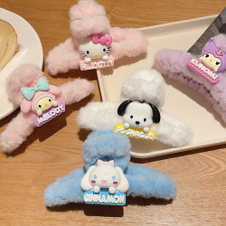 Autumn and Winter Plush Hair Clip for Women, Large Size, Cute Cartoon Shark Clip, Hairpin for Back of Head, Fluffy Claw Clip, Hair Accessory