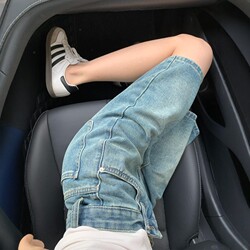 Women's Denim Shorts, Summer Style, Plus Size, High-Waisted, Loose Fit, Slimming, Pear-Shaped Body, Straight Wide-Leg, Mid-Length Shorts