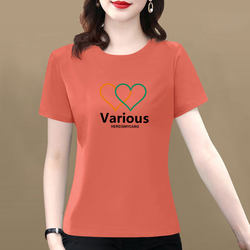 Summer Pure Cotton Plus-Size Short-Sleeve T-Shirt for Women, New Fashionable Round-Neck Printed Top for Mothers, Middle-Aged Belly-Covering Blouse