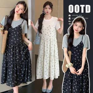 
Large size maternity short-sleeved dress 2026 summer new sweet loose fake two-piece chiffon skirt 200*0.5kg