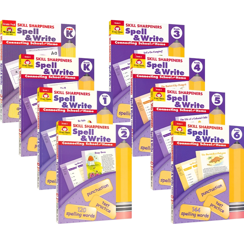 Evan-Moor Skill Sharpeners 英語教材 自营】Evan Moor Skill Sharpeners Spell and Write Prek-G6