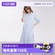 ELLE French spliced ​​pleated shirt skirt for women 2025 summer new elegant niche dress
