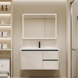 Wall-Mounted Honeycomb Aluminum Bathroom Cabinet with Integrated Ceramic Washbasin, Bathroom Sink, Washstand, Smart Mirror