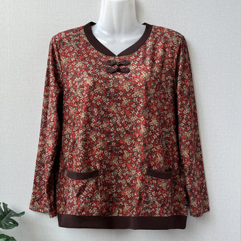 Mom's spring clothes new style long-sleeved T-shirt middle-aged and elderly