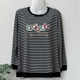 Middle -aged mother autumn long -sleeved T -shirt large size fashion Modal striped bottom shirt is loose and thin 200JIN [Jin is equal to 0.5 kg] top
