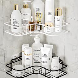 Bathroom Storage Rack, Toilet Washroom No-Drill Wall-Mounted Corner Shelf, Bathroom Vanity Cosmetics Organizer