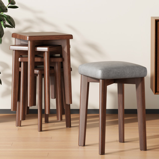 Solid wood square stool living room solid bench dining table wooden ...