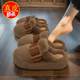 Counter Baotou furry slippers for women for autumn and winter outer wear 2025 new Internet celebrity popular thick-soled platform plush slippers