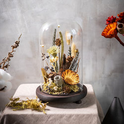 Handmade Dried Plants, Preserved Flowers, Micro-Landscape Glass Cover, Home Furnishings, Decorations, Holiday Housewarming Gifts