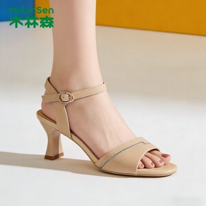 
Mulinsen women's shoes 2026 new summer women's open-toe simple and elegant one-line buckle high-heeled fashion sandals