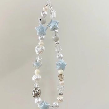 
Mobile phone chain blue star mobile phone case lanyard simple ccd camera lanyard airpods headphone shell pendant decoration