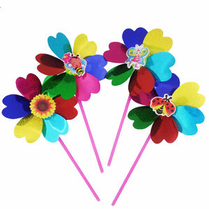 
Children's spring outdoor toys windmill colorful sequins windmill puzzle cartoon rotating windmill street stall hot sale