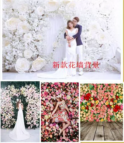 影楼摄影背景韩式大花婚纱摄影背景室内花墙背景纸儿童拍照