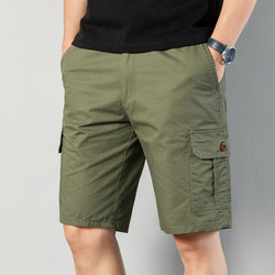 Men's Casual Shorts, Summer Pure Cotton Outdoor Casual Pants, Men's Work Pants, Breathable, High-Waisted, Comfortable, Deep Crotch