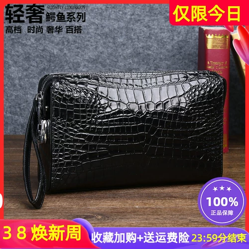 Сумка с петлей на руку, вместительная и большая маленькая сумка клатч, Таиланд, крокодил, из натуральной кожи