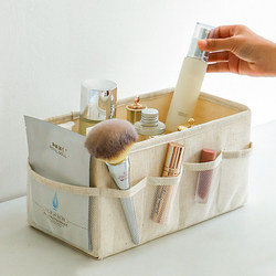 Japanese-Style Cotton and Linen Fabric Cosmetic Desktop Storage Box Lipstick Makeup Brush Storage Basket Stationery Miscellaneous Storage Basket