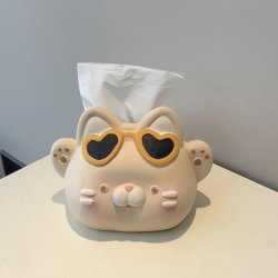Cute and Creative High-Quality Cat-Shaped Tissue Box for Home Use, Living Room, Desktop, Coffee Table, Ceramic Tissue Storage Box
