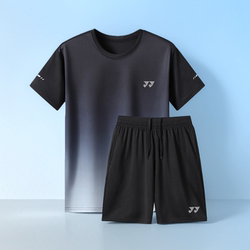 Quick-Drying Breathable Badminton Clothing Short-Sleeved Shorts Men's and Women's T-Shirt Running Clothing Team Training Competition Sports Suit