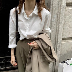 Elegant White Shirt for Women, High-End Light Luxury Top, 2025 Spring and Autumn New Korean Style Loose Casual Long-Sleeved Shirt