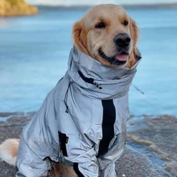 Dog Raincoat Tactical Reflective Jacket for Medium and Large Dogs, Golden Retriever, Border Collie, Outdoor Four-Legged Full-Cover Waterproof Poncho