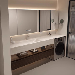 Honeycomb Aluminum Balcony Washing Machine Cabinet Combination with Integrated Rock Slab Basin Bathroom Cabinet Washbasin Sink