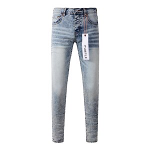 
PURPLE new fashion brand American retro distressed washed white jeans men's elastic slim fit pencil pants trousers