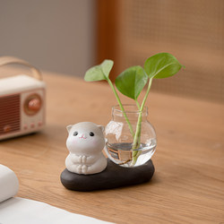 Creative cute cat ornaments vase girly heart