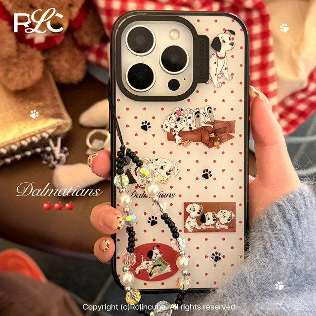 Rolincube original Apple 16ProMax mobile phone case cute Dalmatian suitable for 17 new iPhone17Pro cartoon 16Pro double layer 15Pro all-inclusive 17ProMax black border anti-fall