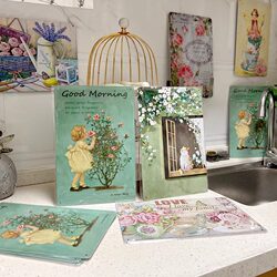 Vintage Floral Character Tin Art Garden Pastoral Flower Shop Balcony Outdoor Wall Distressed Decoration Arrangement Hanging Ornament