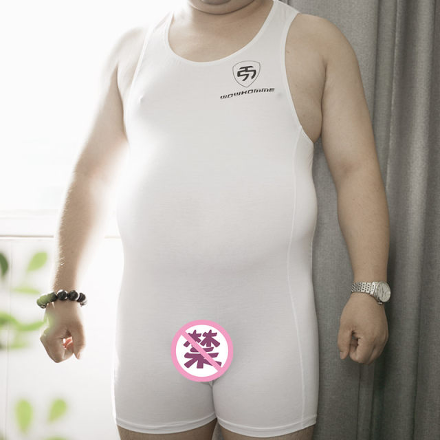 Men's sexy one-piece underwear sports fitness clothing one-piece wrestling suit stretch pajamas underwear fat bear large size