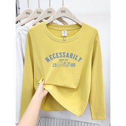 2025 New Pure Cotton Long-Sleeve T-Shirt for Women, Autumn Inner Layer Base Shirt, Autumn Outerwear, Plus-Size Women's Top