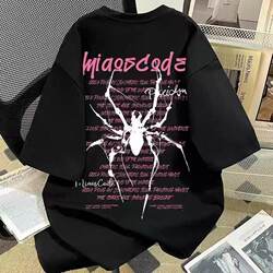 Boys and Girls American-Style Cool Spider Print Pure Cotton Short-Sleeve T-Shirt Summer Loose Trendy Top for Kids
