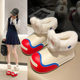 New mid-calf rain boots for women in autumn and winter plush and velvet thickened outer wear versatile fashionable cute little rabbit snow boots