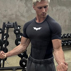 Youngla Sports Short-Sleeved Men's T-Shirt, Quick-Drying, Breathable, Elastic Cuffs, American Fashion Brand, Running, Exercise, Fitness