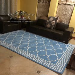 European and American Style Blue Mediterranean Plaid Sample Room Simple Living Room Coffee Table Bedroom Bedside Study Room Handmade Carpet