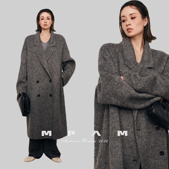 
[Bee Happy Club] MPAM mid-length alpaca wool lazy style double-sided wool coat