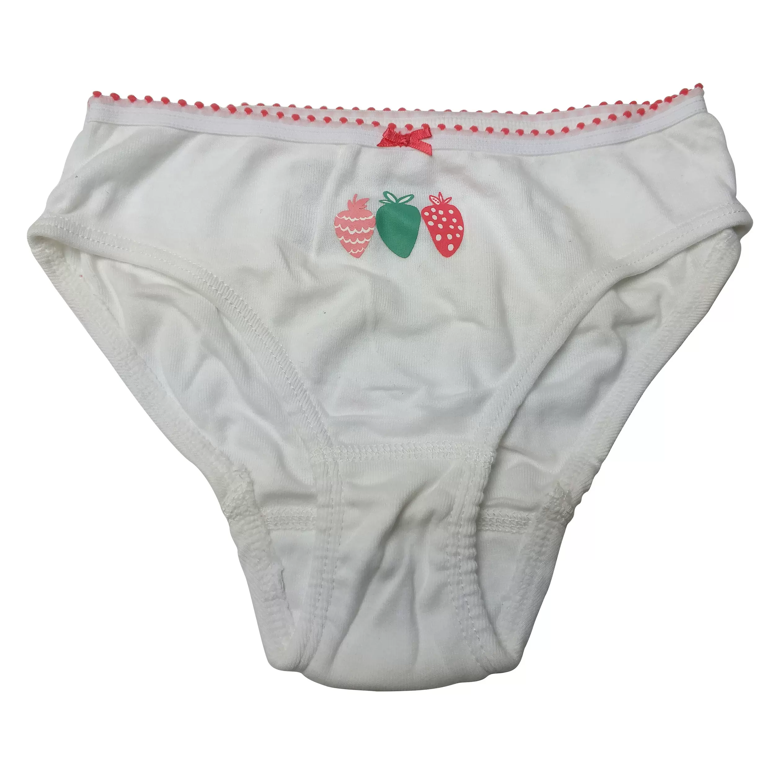 6岁女童白色草莓优质全棉高腰三角内裤短裤