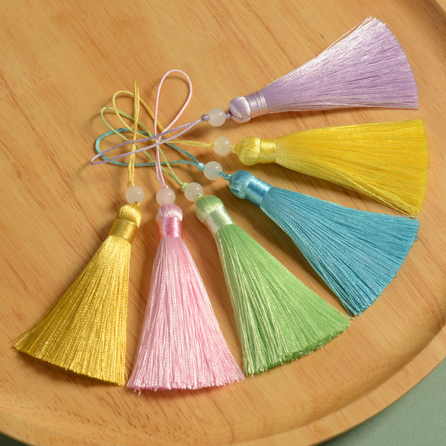 8cm beaded tassels small short fat pendant hanging ear DIY handmade materials ancient style Hanfu pressing fan pendant