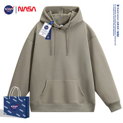 Nasa Co-Branded Sweatshirt for Men, Hooded, 2024 New Autumn and Winter Heavyweight Solid Color American-Style Loose Fit Couple's Fleece Hoodie