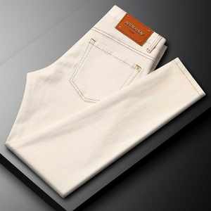 
Spring new trendy brand high-end European off-white jeans men's slim fit elastic versatile long pants