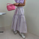South Korea Chic Summer Summer High -waisted high -waisted high -waisted lean lace -ups stitching large swinged floral skirt women
