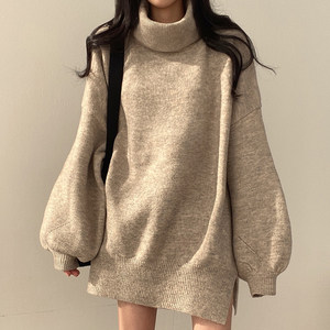 
Korean chic autumn and winter retro lazy style high neck loose casual versatile long sleeve sweater pullover sweater for women